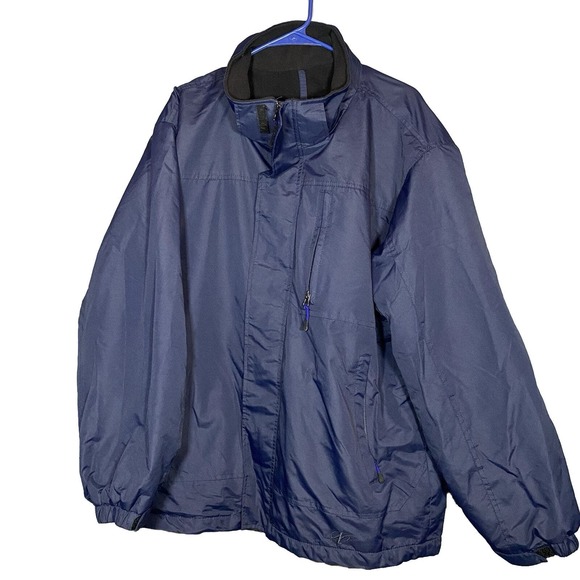 Men's Jacket Size Large Fleece Lined Parka Blue W/Pockets Hood $120 Nordic Track - Picture 1 of 4
